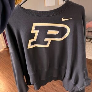 Nike Women's Black Sweatshirt with Gold Purdue 'P' Logo